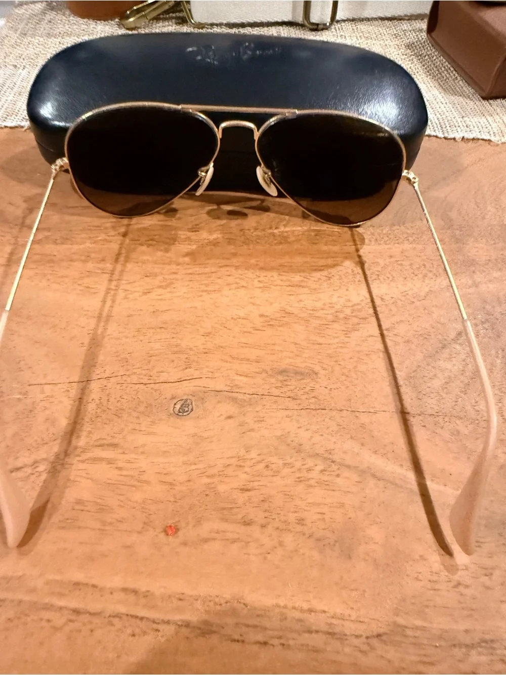 Ray-Ban Gold Aviator Sunglasses with Brown Lenses